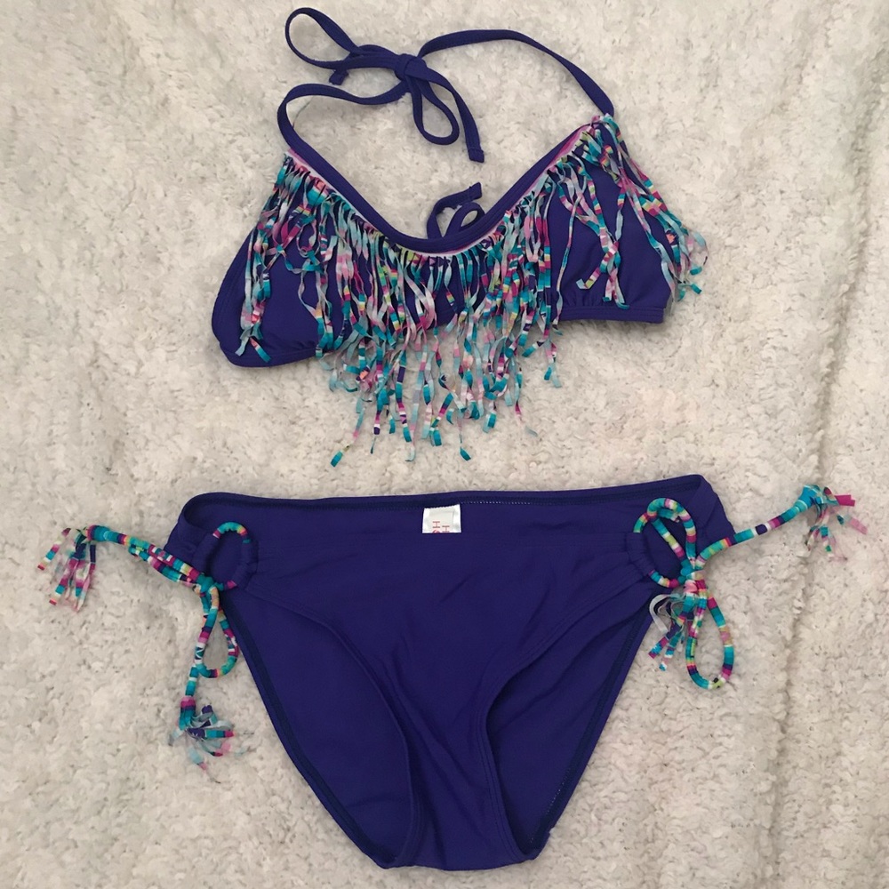 Hula Honey Blue/Purple Fringe Bikini